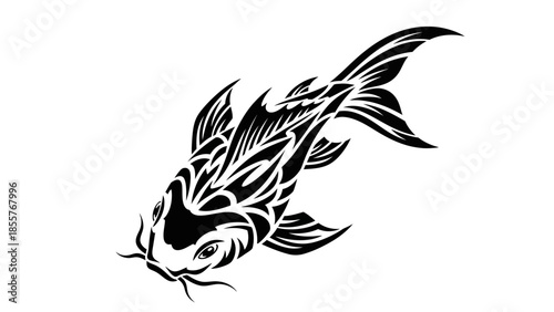 Tribal koi fish tattoo vector design
