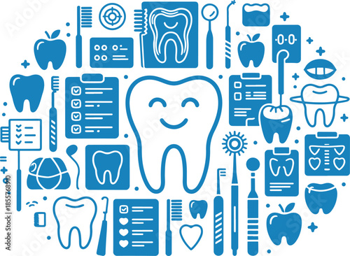 Comprehensive Visual Collection of Essential Dental Care and Oral Health Icons