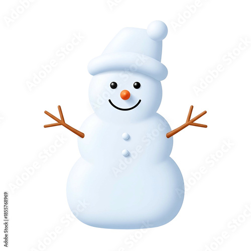 Happy Snowman Figurine with Carrot Nose.