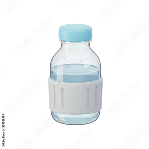 Clear Plastic Water Bottle with Blue Cap.