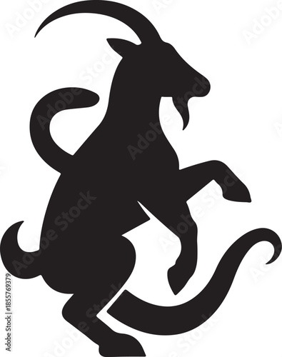 Minimalist Goat Silhouette Rearing on Hind Legs
