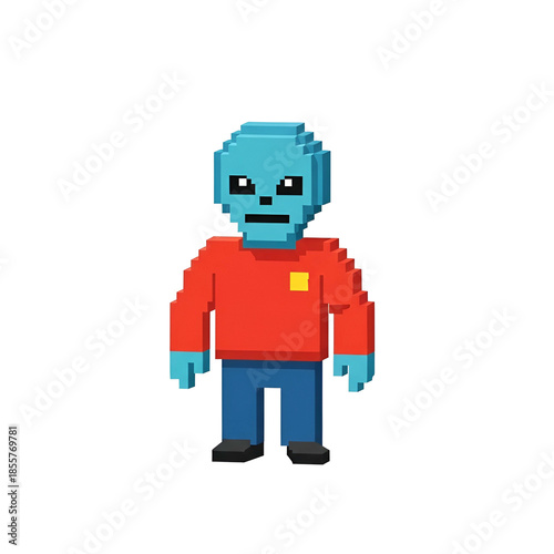 Pixel Art Character Wearing Red Shirt.