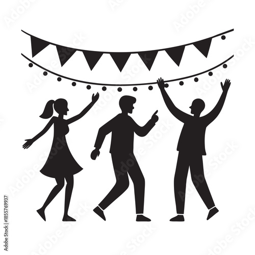 Night Street Festival Dance Celebration Silhouette