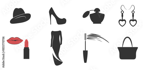 set of icons on a theme womens accessories