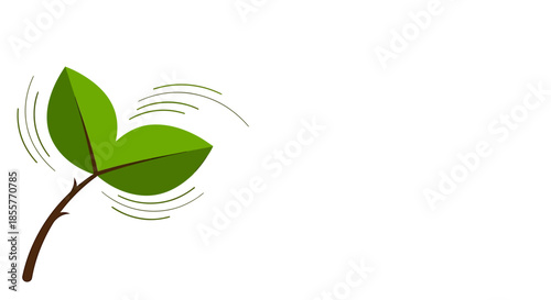 eco friendly plant icon with green leaves swaying in the wind on white background minimalist nature illustration for sustainability branding