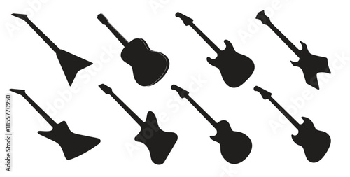 set of isolated icons on a theme guitar
