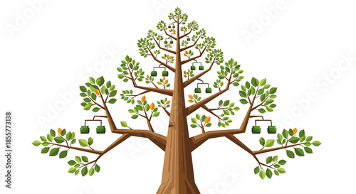 family tree diagram vector illustration showing generational branches and blank frames for names ideal genealogy template for ancestry projects