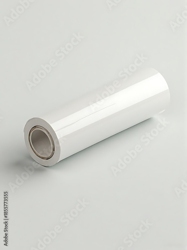 White Plastic Roll on Light Gray Background for Packaging or Industrial Use