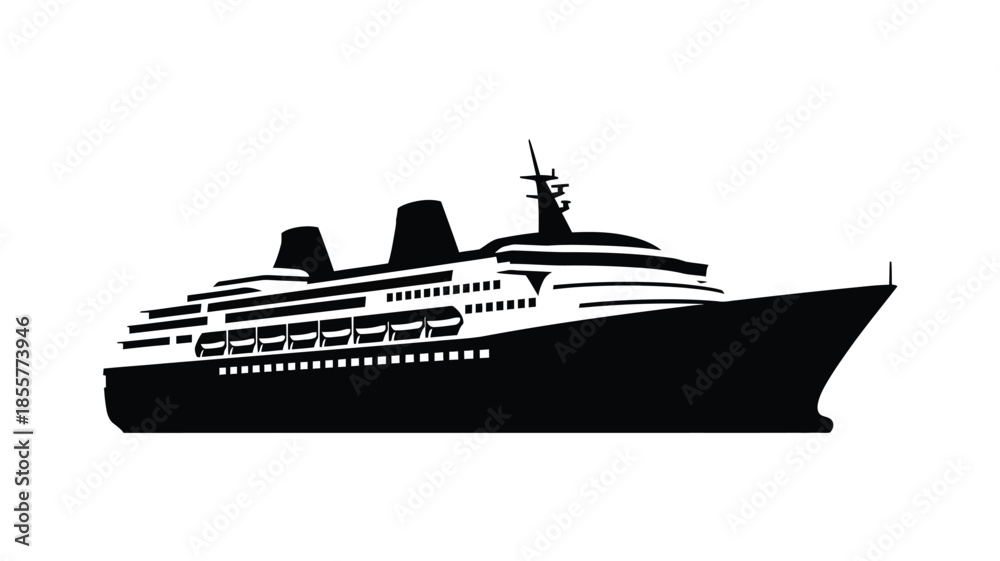 Fototapeta premium A striking black ship outline against white a bold silhouette
