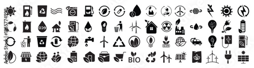renewable energy vector icon set green energy illustration