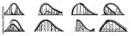 rollercoaster silhouette vector set roller coaster railroad