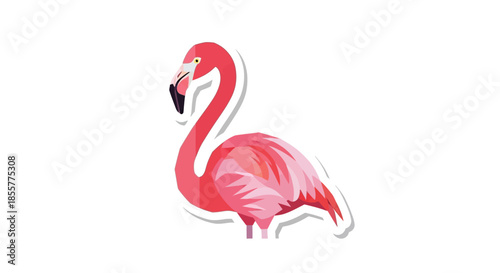 Stylized illustration of a vibrant pink flamingo with a minimalist design perfect for nature or