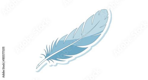 Stylized light blue feather illustration emphasizing elegance and lightness in digital art