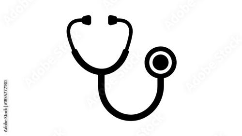 Simple black stethoscope illustration on a white background viewed from the front