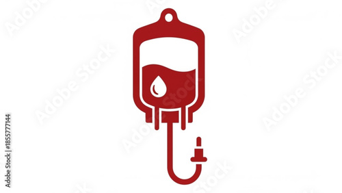 Red blood bag illustration on white background