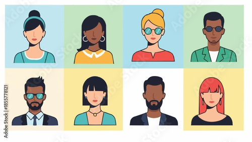 Diverse Group of People Avatars Representing Different Personalities.