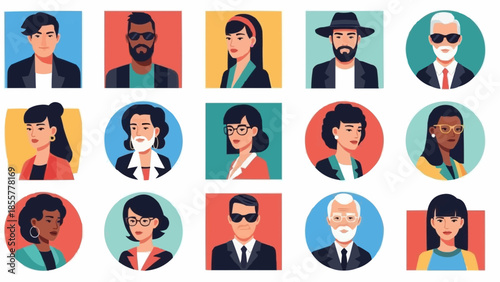 Diverse Group of People Avatars Representing Different Personalities.