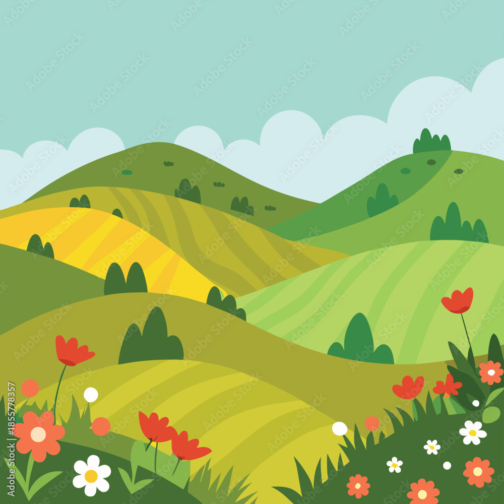 Obraz premium hills-with-scattered-wildflowers.eps