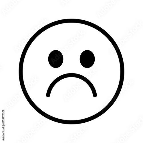 Frowning, upset emoji line icon. Sad face, smile, smiley face sign. Emoticon black symbol. Emotion concept. Vector illustration. Editable stroke. Flat design. Isolated on a white or PNG background.