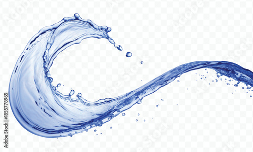 realistic colorful water liquid splash in different color and curve style isolated on transparent background