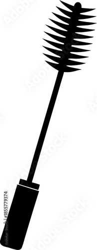 A mascara wand with long eyelashes acting like a broom silhouette vector black white background
