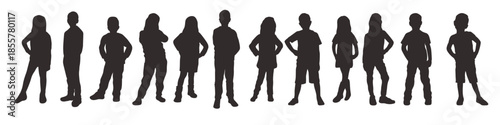 Kids pose silhouette