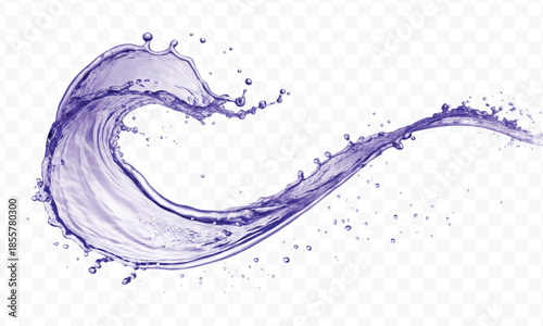 realistic colorful water liquid splash in different color and curve style isolated on transparent background