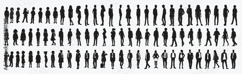 people silhouette set man woman silhouettes crowd of people