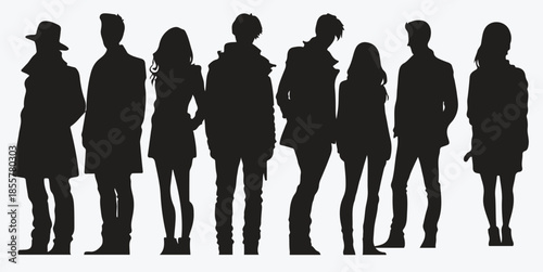 people silhouette set man woman silhouettes crowd of people