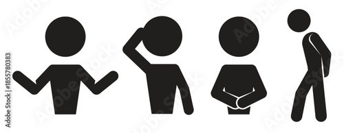  people thinking about a question black on a white background