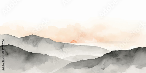 A breathtaking morning view of high snow peaks in the Alps shows a misty forest landscape where the sky meets a rock volcano during a summer travel day outdoors in nature