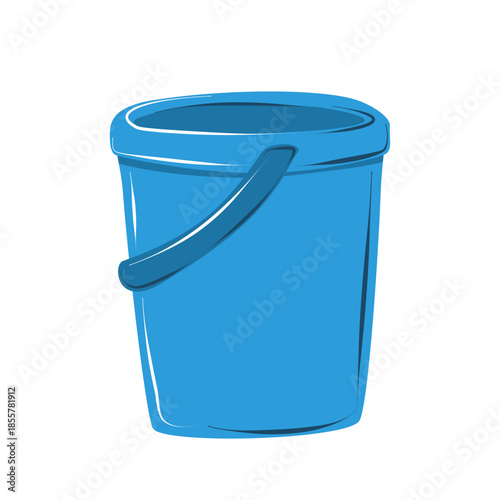 Plastic bucket for cleaning tasks. Hand drawn vector illustration isolated on white, suitable for housekeeping, cleaning services, home maintenance and janitorial equipment design.