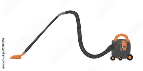 Vacuum cleaner for home and office cleaning. Hand drawn vector illustration isolated on white, perfect for cleaning services, housekeeping concepts and home appliance visuals.