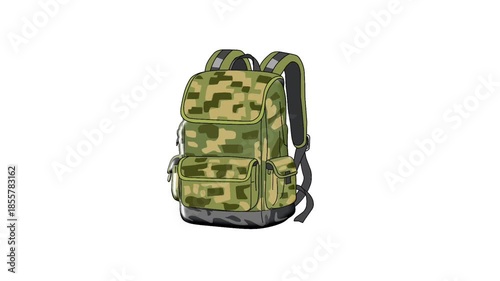 2D Animated Tactical Backpack Icon for Outdoor Survival Adventure