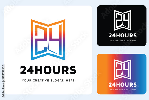 24 Time Logo Design Template
