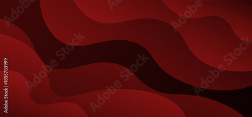Dark red abstract background with smooth flowing wave shapes creating bold, elegant, and dramatic visual appearance.
