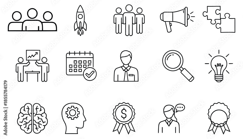 Fototapeta premium A collection of business and innovation related line icons