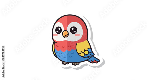 Cute cartoon parrot with vibrant plumage and a charming design perfect for children