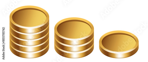 Golden coins. Vector 3D illustration isolated on white background.