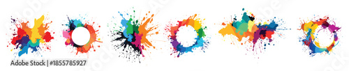 set of colorful splatter vector clipart round circle