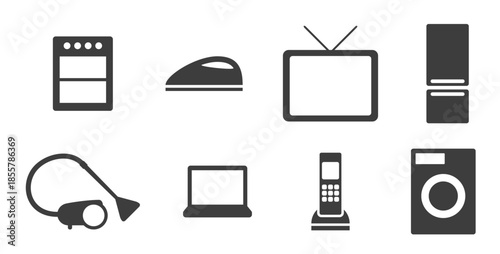 set of isolated icons on a theme household appliances