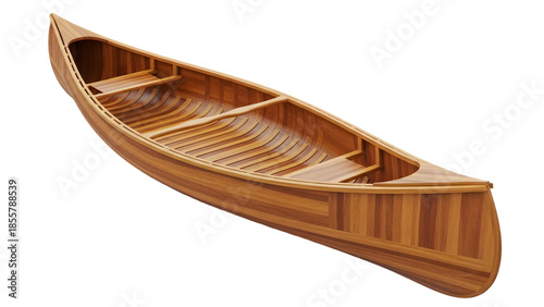 Wooden canoe isolated on transparent background