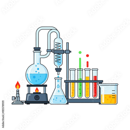 Modern Laboratory Apparatus with Chemical Test Tubes and Scientific Equipment