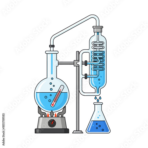 Simplified Laboratory Glassware Setup for Chemical Mixing and Reactions Illustration