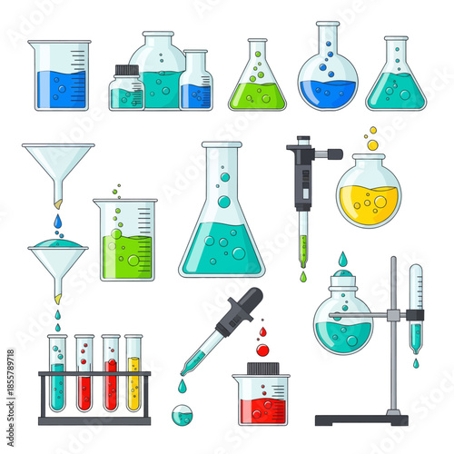 Comprehensive Collection of Laboratory Glassware and Scientific Equipment for Experiments and