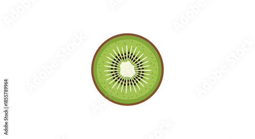 Close-up of a Freshly Cut Kiwi Fruit Showing Its Bright Green Interior and Black Seeds