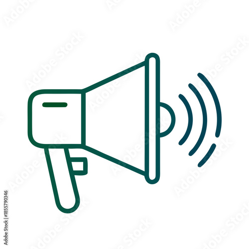 Contour illustration of a megaphone with sound waves emanating  