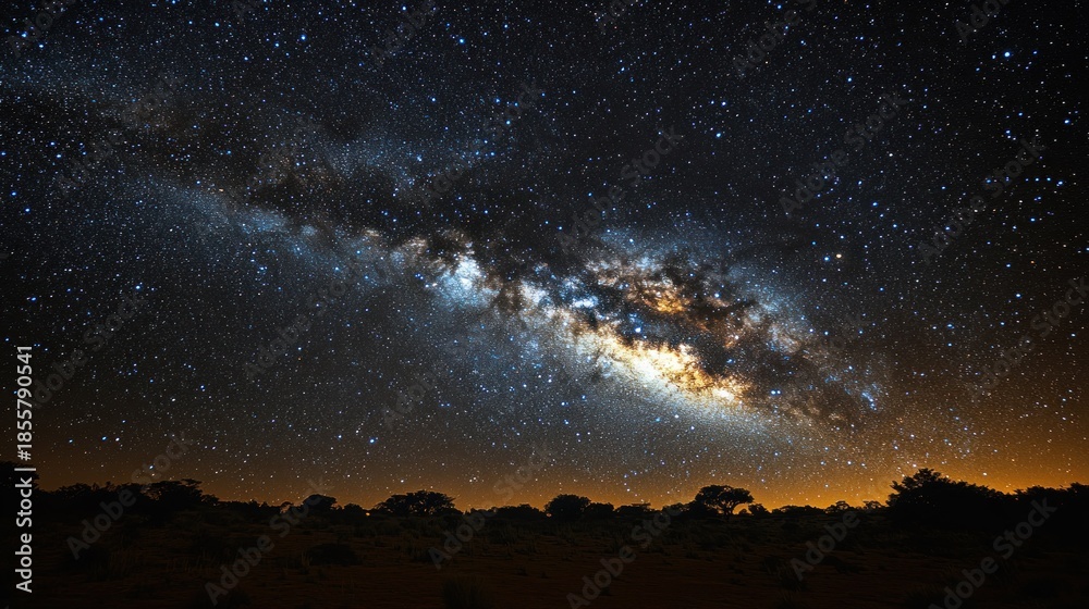 Fototapeta premium Milky Way over desert landscape