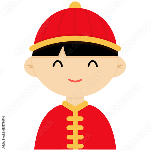 Illustration of Boy Wearing Traditional Chinese Clothing