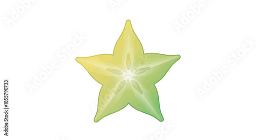 Fresh starfruit cross-section displaying vibrant green and yellow hues with juicy interior